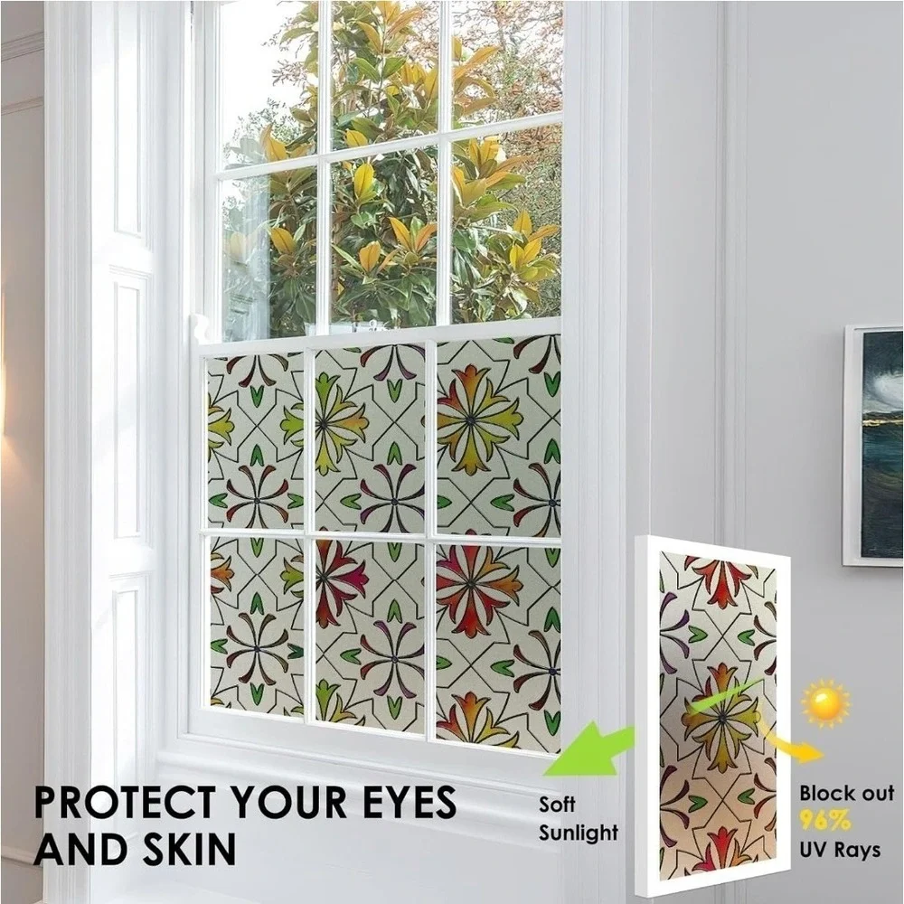 Privacy Frosted Window Film - Static Cling, Anti-UV, Removable 17.7